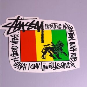 ORIGINAL Large Stussy Reggae Sticker 6 x 5 RARE Skateboard Surf